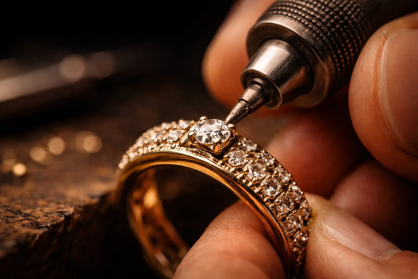 Werkstattarbeit und Schmuckbearbeitung bei Goldschmied Medstein